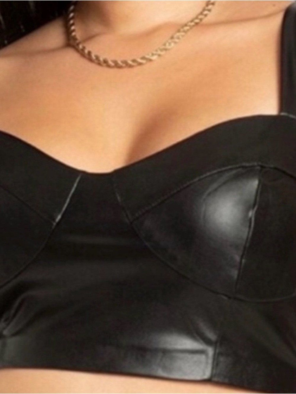 Eloquii Black Faux Leather Bustier Top